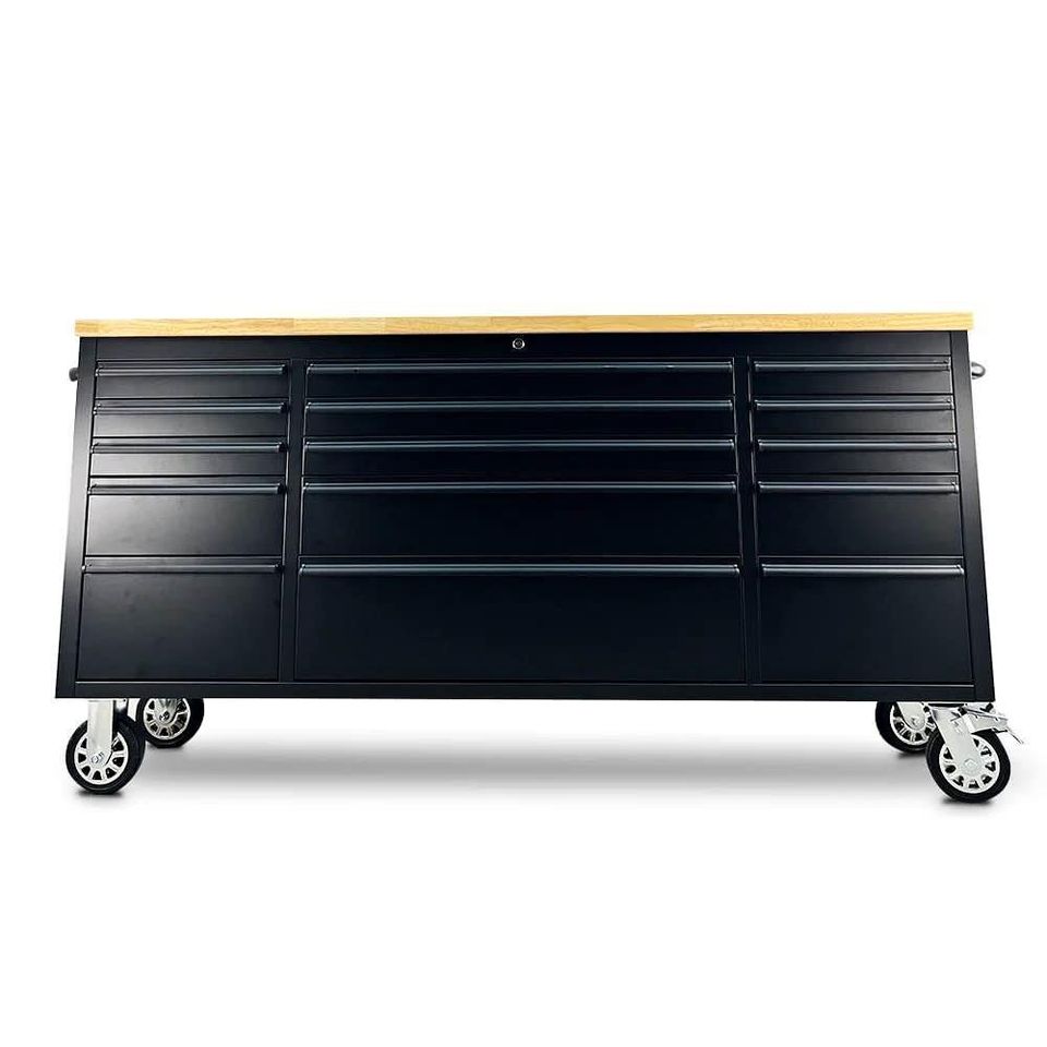 72" Matte Black Powder Coated Steel 15 Drawer Tool Chest