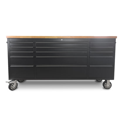 72" Matte Black Powder Coated Steel 15 Drawer Tool Chest