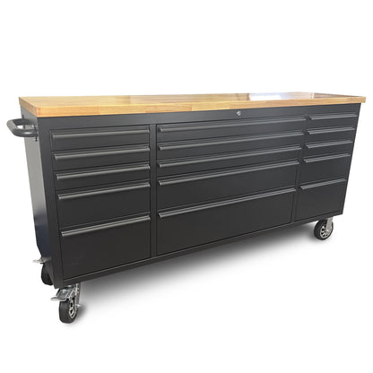 72" Matte Black Powder Coated Steel 15 Drawer Tool Chest