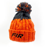 Orange/Grey Beanie Bobble Hat  - Black FIR Logo